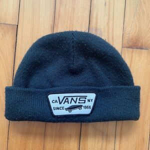 Vans Off The Wall Beanie Hat Black Knit Cuff Logo Since 1966